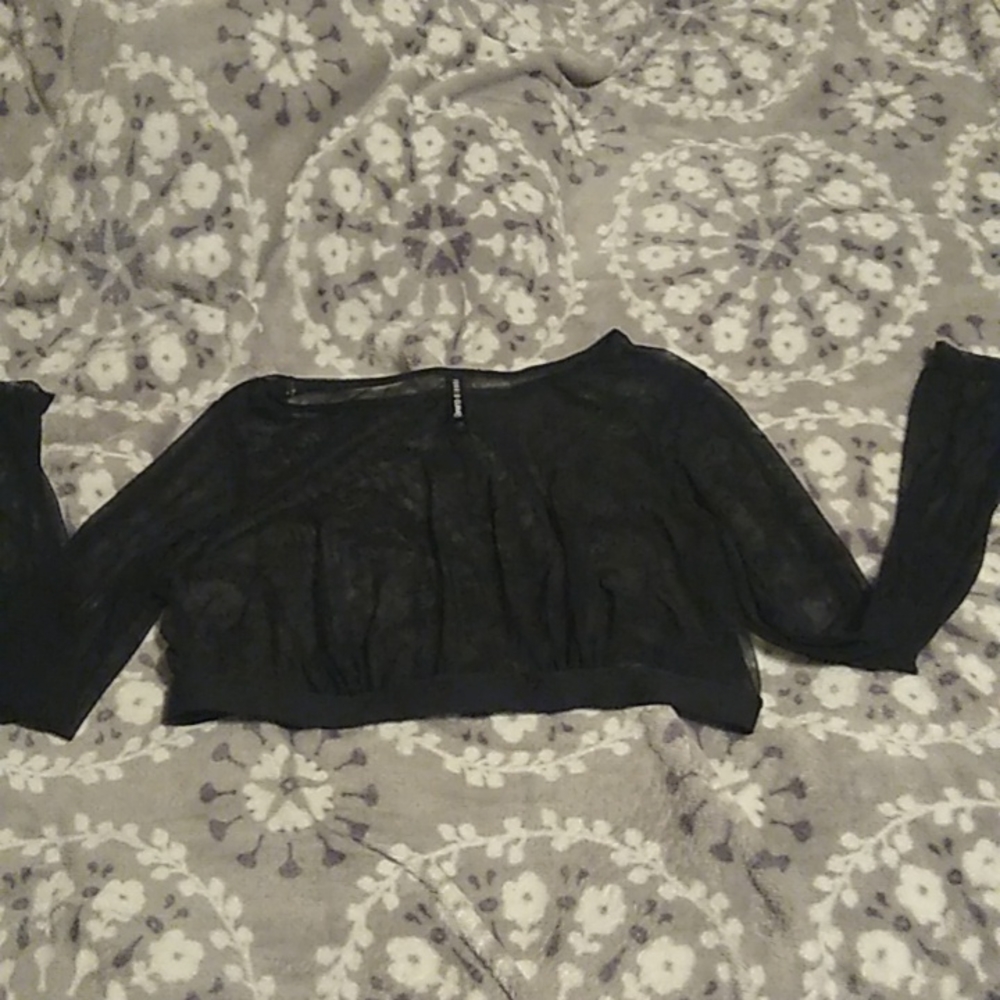 Long sleeve mesh crop top
